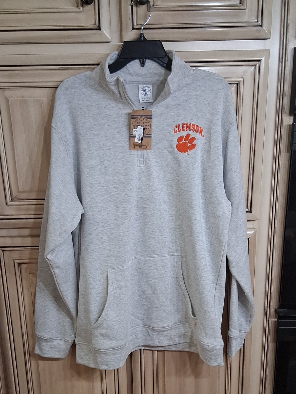 Gray Pullover Quarter-Zip Sweatshirt Size L